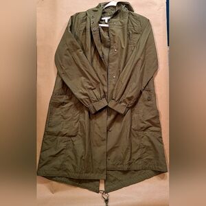 Eileen Fisher Olive Green Anorak Rain Jacket
